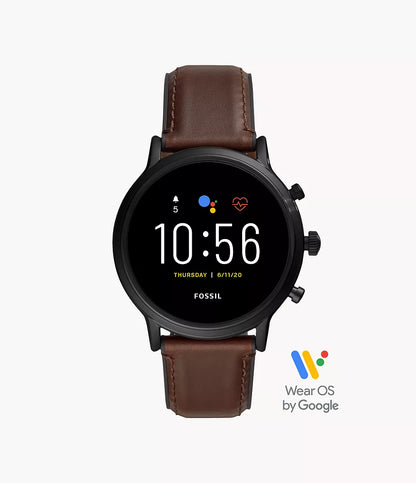 (Pre-Owned, Very Good) Fossil Gen 5 Stainless Steel Carlyle HR Touchscreen For Men, Smartwatch with Speaker, Music Storage, Calls and Smartphone Notifications, (Black Leather Strap) (45 Days Warranty)