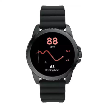 (Pre-Owned, Very Good) Fossil Gen 5E Stainless Steel HR Touchscreen For Men, Smartwatch, Music Storage and Smartphone Notifications (Leather Strap) (Black) (45 Days Warranty)