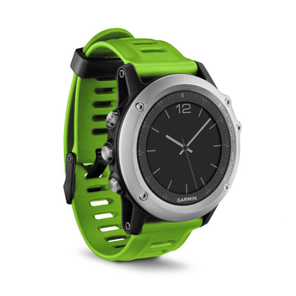 (Pre-Owned, Good) Garmin Fenix 3 Multi-Sport GPS Smartwatch With Color Display (Silver and Green) (90 Days Warranty)