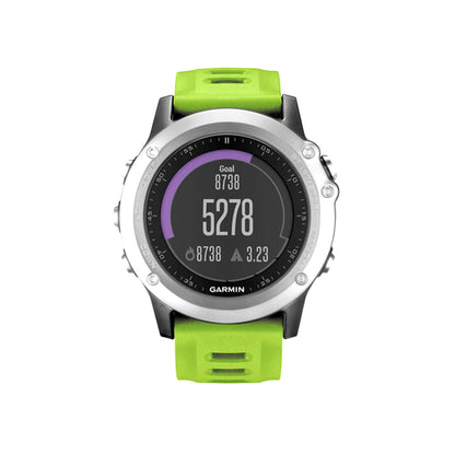 (Pre-Owned, Good) Garmin Fenix 3 Multi-Sport GPS Smartwatch With Color Display (Silver and Green) (90 Days Warranty)