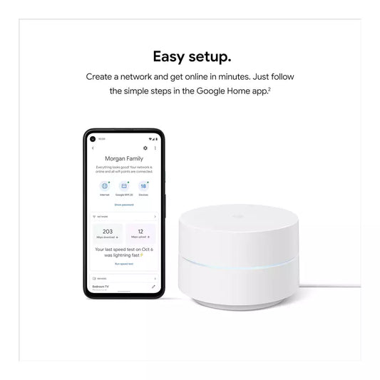 (Pre-Owned, Very Good) Google AC-1304 Mesh Wi-Fi Router Wide Area Coverage (White) (90 Days Warranty)