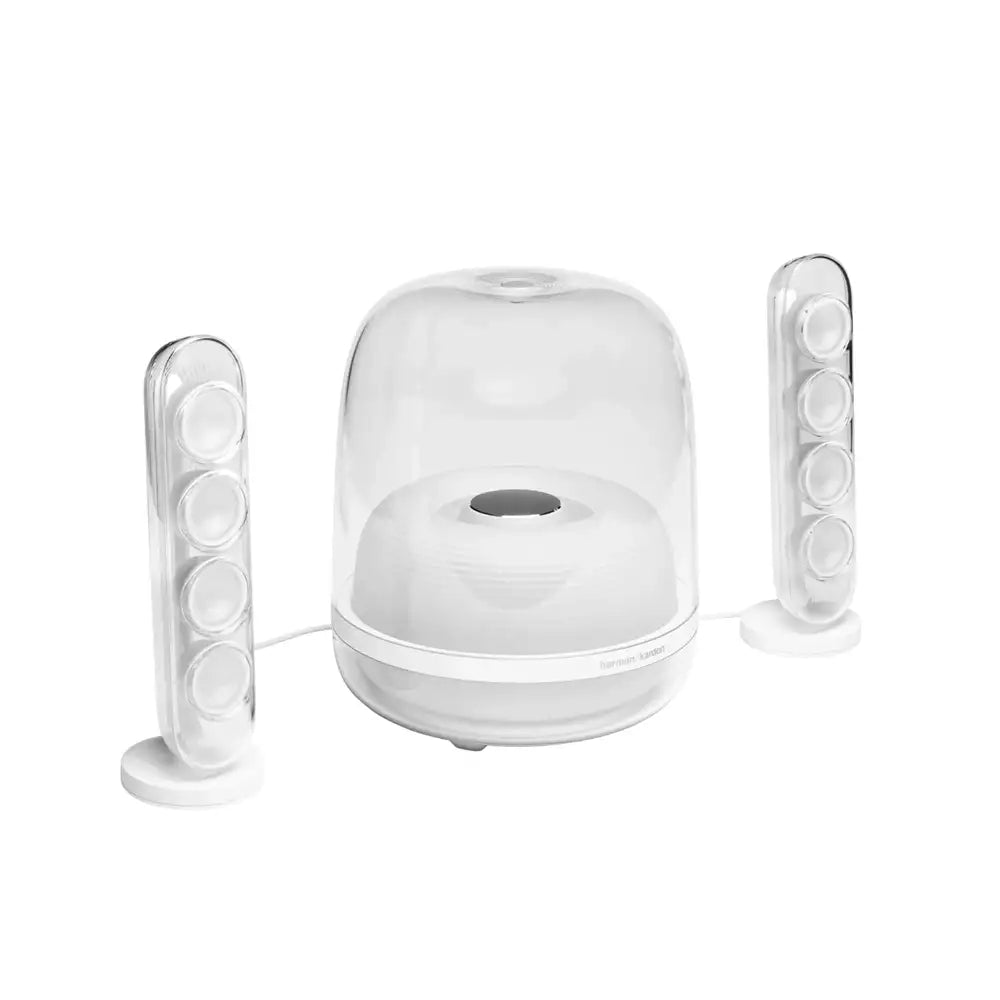 (Pre-Owned, Excellent) Harman Kardon Soundsticks 4 Wireless Bluetooth Speaker With Ambient Light Effect and Powerful Sound (White) (6 Months Warranty)