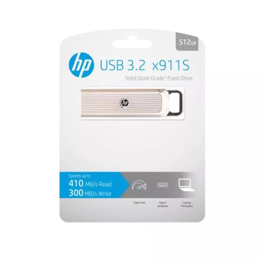 (Pre-Owned, Very Good) HP USB 3.2 Solid State Pen Drive HP 512GB X911S Upto 410MB/s Read and Upto 300MB/s Write (Silver) (3 Years Warranty)
