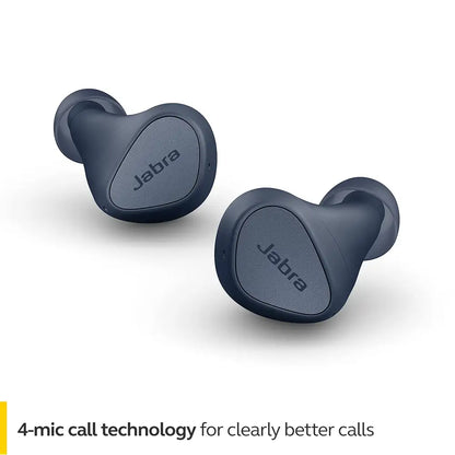 (Open Box) Jabra Elite 3 in Ear Wireless Bluetooth Earbuds – Noise Isolating with 4 Built-in Microphones for Clear Calls, Rich Bass, Customizable Sound & Mono Mode (Navy) (60 Days Warranty)