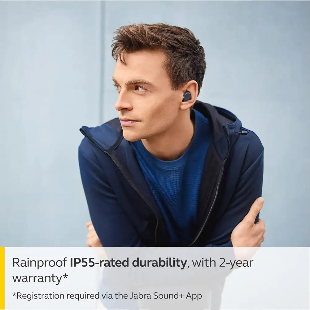 (Open Box) Jabra Elite 3 in Ear Wireless Bluetooth Earbuds – Noise Isolating with 4 Built-in Microphones for Clear Calls, Rich Bass, Customizable Sound & Mono Mode (Navy) (60 Days Warranty)
