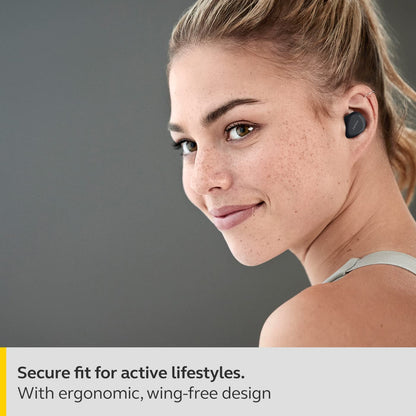 (Open Box) Jabra Elite 4 Active in-Ear Bluetooth True Wireless Ear Buds with Secure Active Fit, 4 Built-in Microphones, Active Noise Cancellation and Adjustable HearThrough Technology (Blue, Black) (60 Days Warranty)