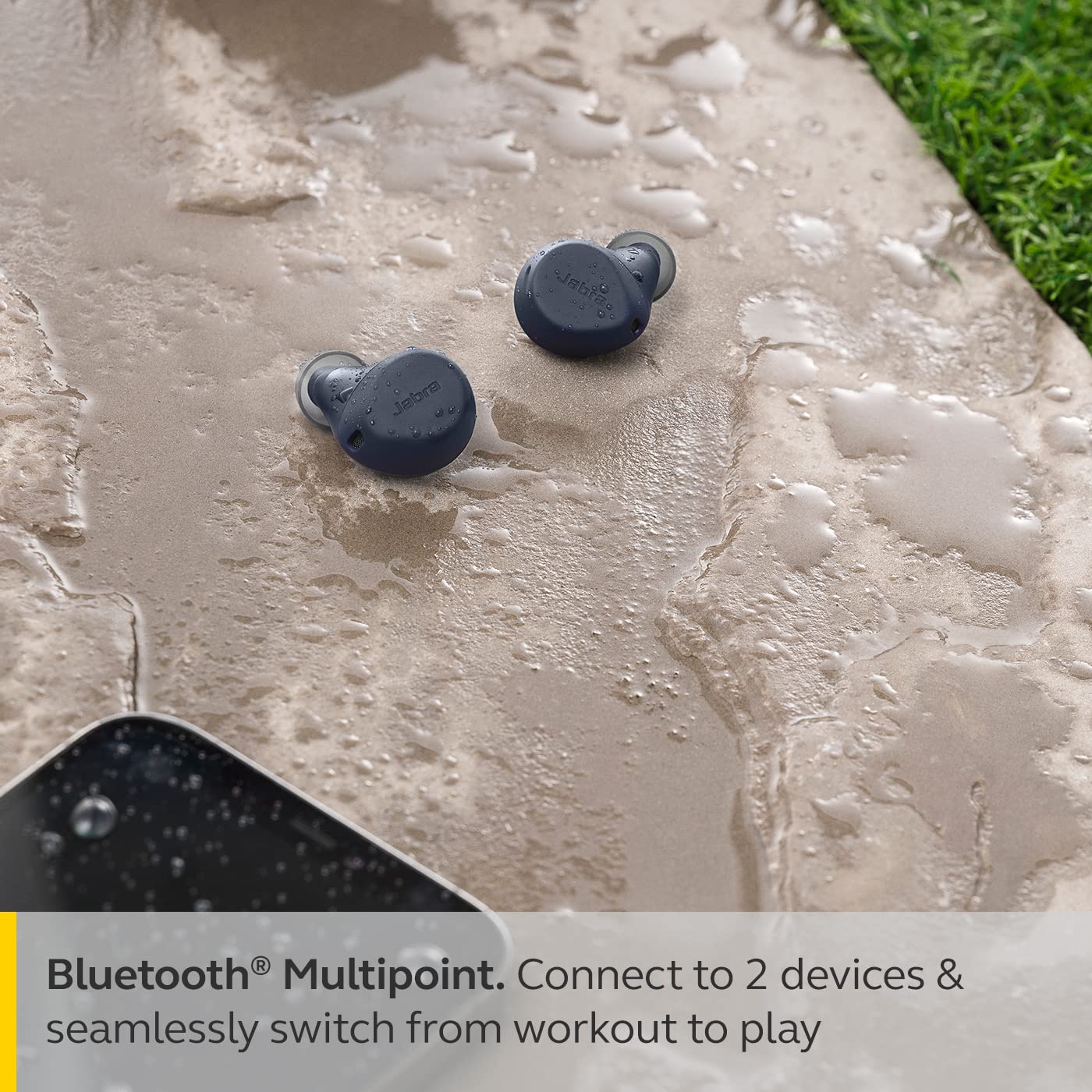 (Open Box Condition) Jabra Elite 7 Active in-Ear Bluetooth True Wireless Waterproof Sports Earbuds with Active Noise Cancellation, Multi-Device connectivity (Black, Blue) (60 Days Warranty)