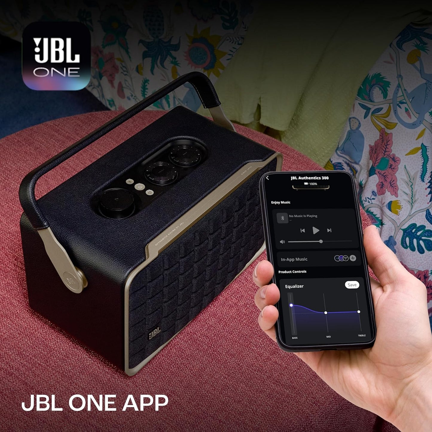 (Open Box) JBL Authentics 300 Portable Bluetooth Speaker With AirPlay, Wi-Fi, Voice Assistant (Black) (6 Months Warranty)