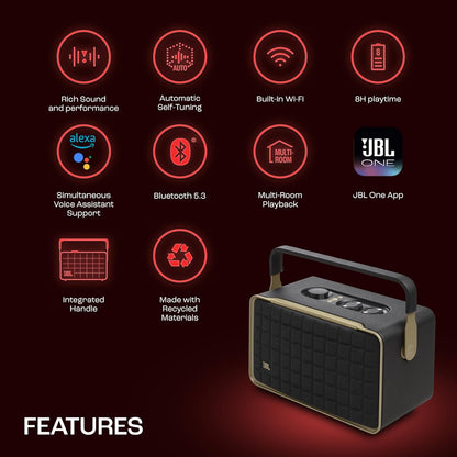 (Open Box) JBL Authentics 300 Portable Bluetooth Speaker With AirPlay, Wi-Fi, Voice Assistant (Black) (6 Months Warranty)
