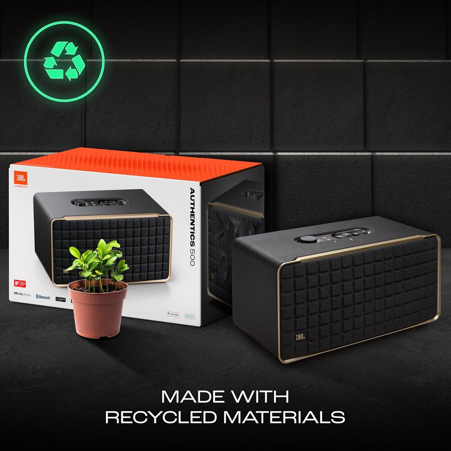 (Open Box) JBL Authentics 500, Dolby Atmos Smart Home Speaker Built-in WiFi and Music Streaming, Voice Assist and Bluetooth Connectivity (Black) (11 Months Warranty)