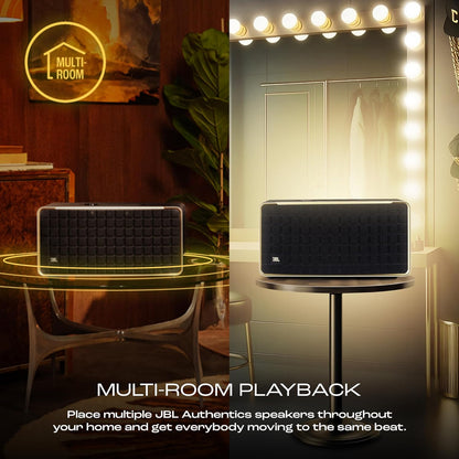 (Open Box) JBL Authentics 500, Dolby Atmos Smart Home Speaker Built-in WiFi and Music Streaming, Voice Assist and Bluetooth Connectivity (Black) (11 Months Warranty)