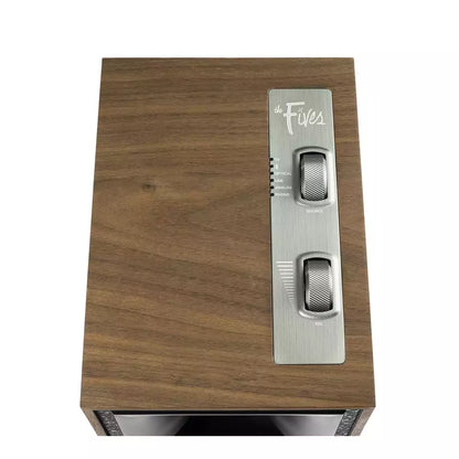 (Open Box Condition) Klipsch Fives Powered Bookshelf Speakers, Acoustic Horn-Loaded Technology (HDMI ARC, Bluetooth, Hi-Res Support) (Walnut) (120 Days Warranty)