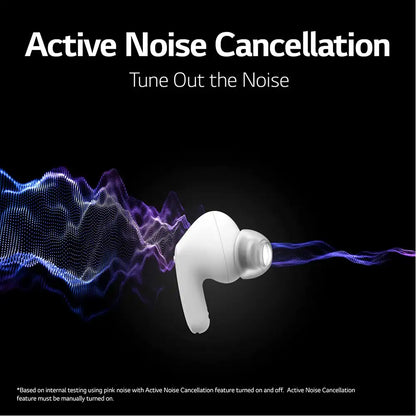 (Open Box) LG TONE FP6W Active Noise Cancelling Earphones, 22 Hrs Battery, UV Nano Case, 3D Sound True Wireless Bluetooth Earphones (White) (90 Days Warranty)