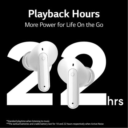 (Open Box) LG TONE FP6W Active Noise Cancelling Earphones, 22 Hrs Battery, UV Nano Case, 3D Sound True Wireless Bluetooth Earphones (White) (90 Days Warranty)
