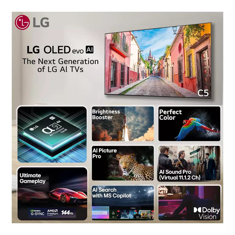 (Open Box Condition) LG C5 48 Inch OLED 4K Ultra HD TV/Monitor With 120Hz VRR, Nvidia G-Sync (48", Gray) (With Wall Mount Only!) (120 Days Warranty) (Available in Delhi Only!) (Demo Available)