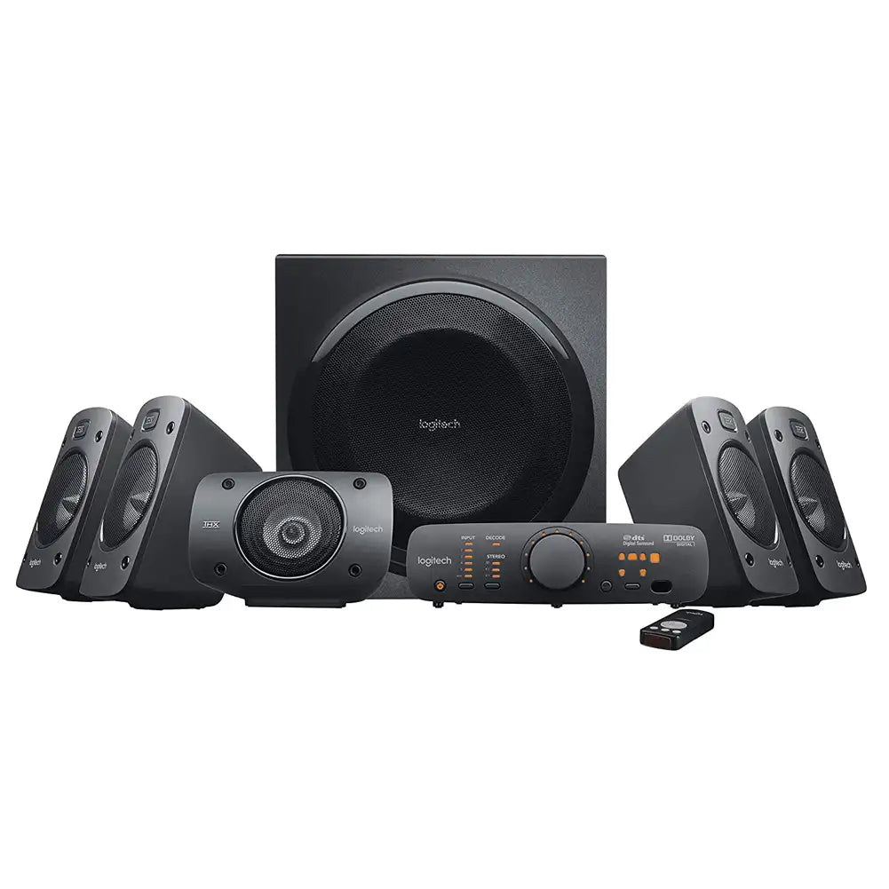 (Pre-Owned, Very Good) Logitech Z906 5.1 Surround Sound Speaker System + High Quality Bluetooth Adapter, THX, Dolby and DTS Certified, 1000 Watts Peak Power, Multi -Device, Multiple Audio Inputs, Remote Control (Black) (60 Days Warranty)