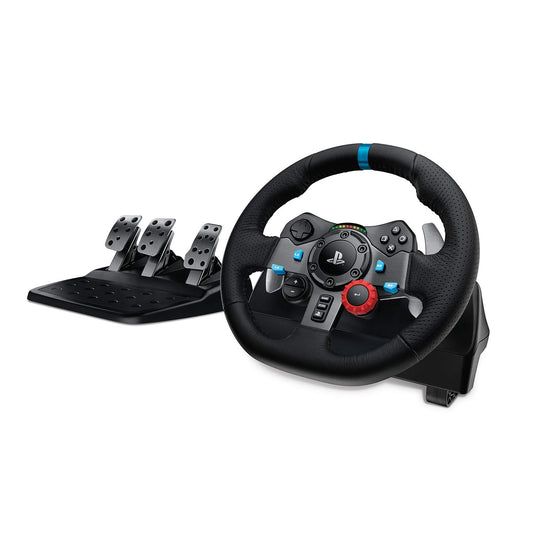 (Pre-Owned, Very Good) Logitech G29 Driving Force Racing Wheel and Floor Pedals, Real Force, Stainless Steel Paddle Shifters, Leather Steering Wheel Cover, Adjustable Floor Pedals, PS5/PS4/PS3/PC/Mac (Black) (6 Months Warranty)