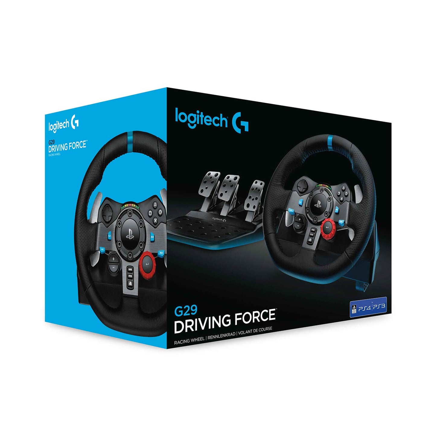 (Pre-Owned, Very Good) Logitech G29 Driving Force Racing Wheel and Floor Pedals, Real Force, Stainless Steel Paddle Shifters, Leather Steering Wheel Cover, Adjustable Floor Pedals, PS5/PS4/PS3/PC/Mac (Black) (6 Months Warranty)