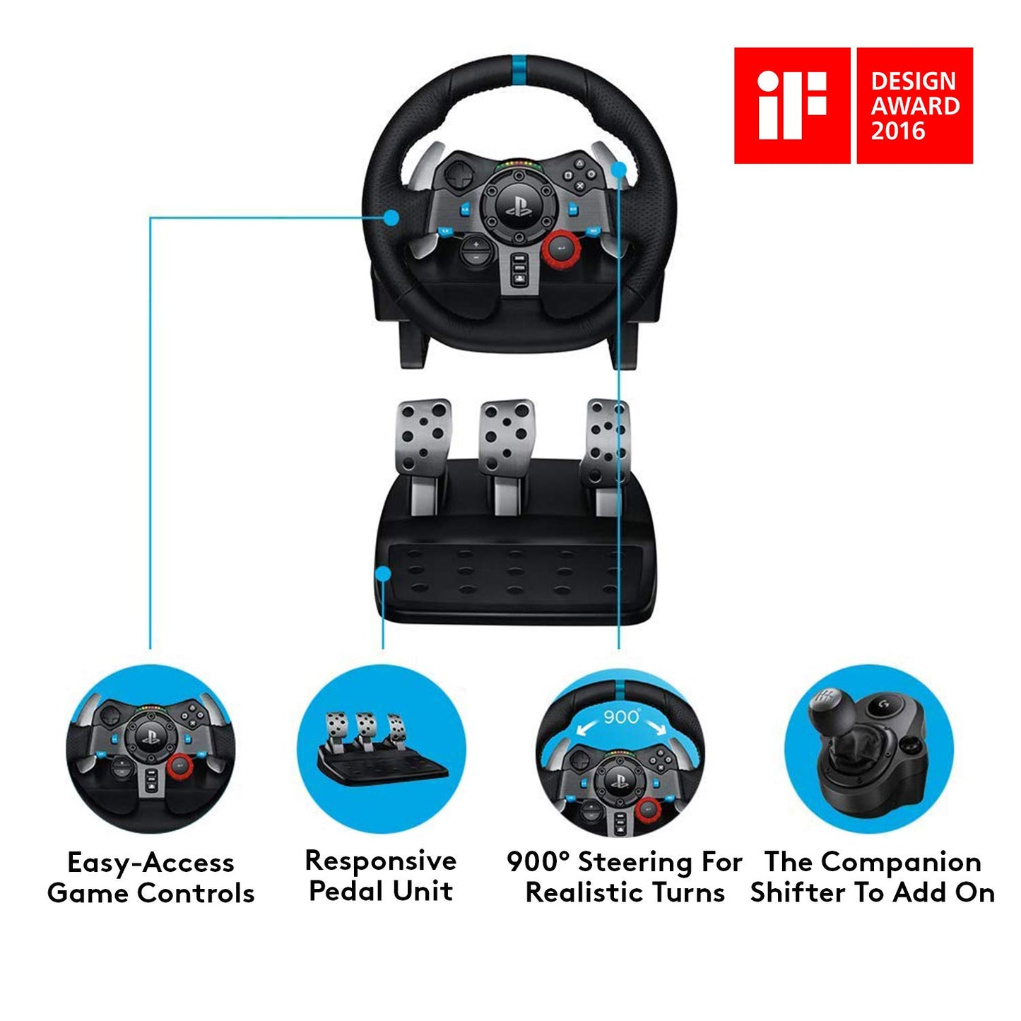 (Pre-Owned, Very Good) Logitech G29 Driving Force Racing Wheel and Floor Pedals, Real Force, Stainless Steel Paddle Shifters, Leather Steering Wheel Cover, Adjustable Floor Pedals, PS5/PS4/PS3/PC/Mac (Black) (6 Months Warranty)