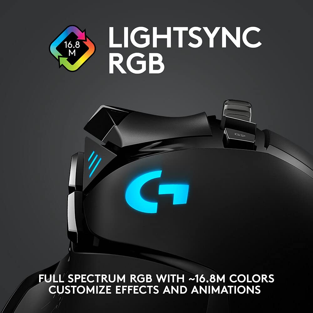 (Open Box) Logitech G502 Lightspeed Wireless Gaming Mouse, Hero 16K Sensor, 16,000 DPI, RGB, Adjustable Weights (Black) (23 Months Warranty)