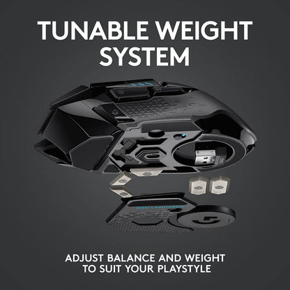 (Open Box) Logitech G502 Lightspeed Wireless Gaming Mouse, Hero 16K Sensor, 16,000 DPI, RGB, Adjustable Weights (Black) (23 Months Warranty)