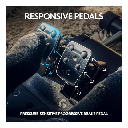 (Open Box) Logitech G923 Racing Wheel and Pedals, TRUEFORCE Feedback, Genuine Leather Steering Wheel (Black) (12 Months Warranty)