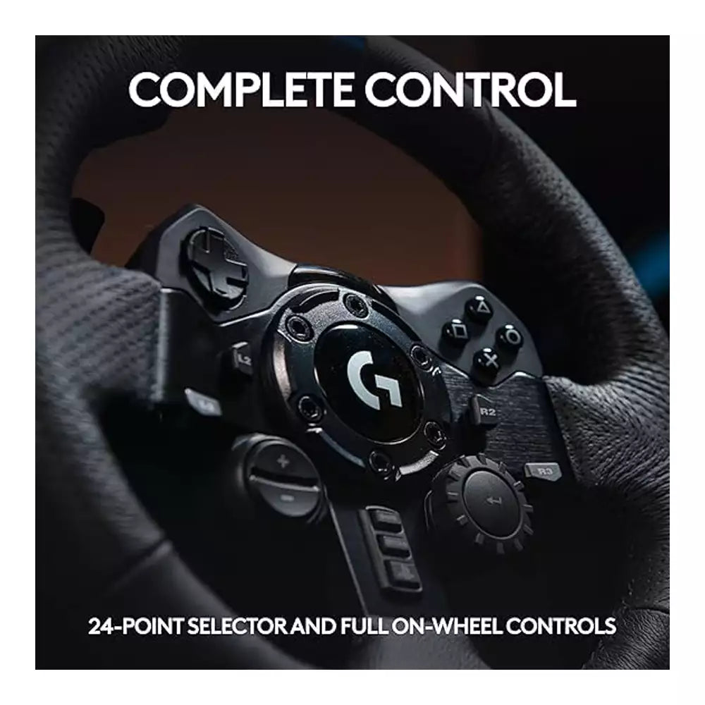 (Open Box) Logitech G923 Racing Wheel and Pedals, TRUEFORCE Feedback, Genuine Leather Steering Wheel (Black) (12 Months Warranty)