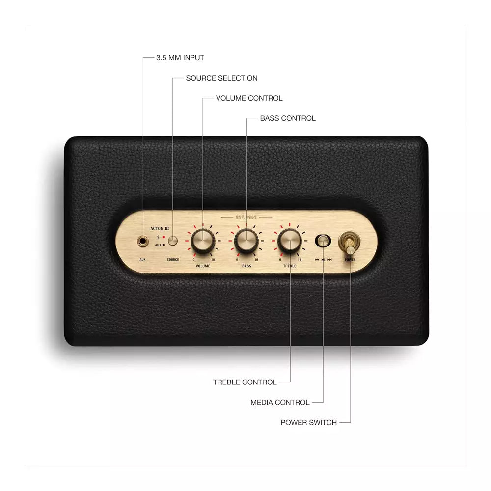 (Open Box) Marshall Acton III (Acton 3) Wireless Bluetooth Speaker (Black) (10 Months Warranty)