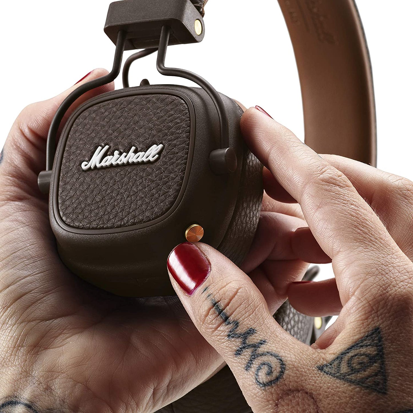 (Pre-Owned, Very Good) Marshall Major III (Major 3) Wireless Bluetooth Headphones (Brown) (120 Days Warranty) (With Headband Cover)