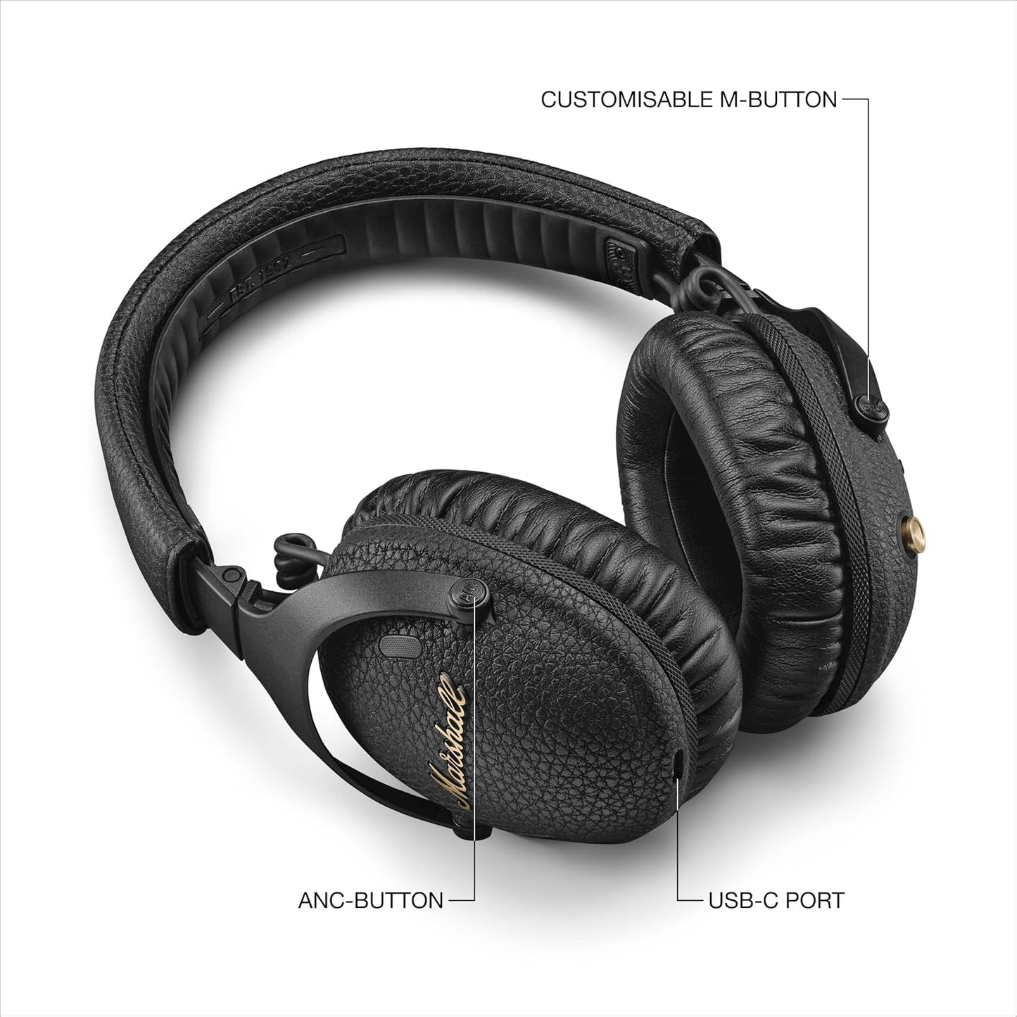 (Open Box) Marshall Monitor III (Monitor 3) Active Noise Canceling (ANC) Over Ear Bluetooth Headphones (Black) (10 Months Warranty)