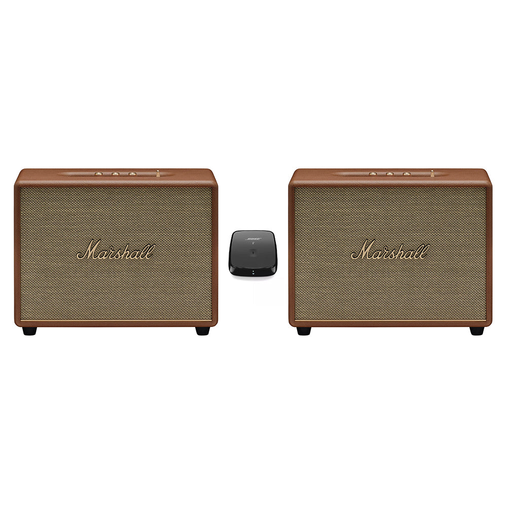 (Pre-Owned, Excellent) Marshall Woburn III/3 Stereo Pair Setup (3 Way Sound, HDMI ARC, App Support, AirPlay 2) (Brown) (Pair) (150 Days Warranty) (Comes with Bose SoundTouch adapter)