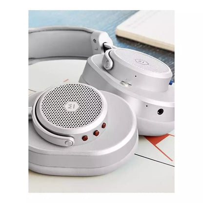 (Open Box Condition) Master & Dynamic MW65 Wireless Bluetooth Over The Ear Headphones (ANC, Mic) (White and Silver) (6 Months Warranty)