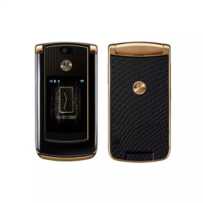 (Open Box Condition) Motorola RAZR2 V8 Premium Flip Phone With Dual Displays (2GB) (Gold) (With New Housing) (90 Days Warranty)