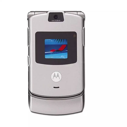 (Pre-Owned, Fair) Motorola RAZR V3 Classic Flip Phone (Silver) (60 Days Warranty)