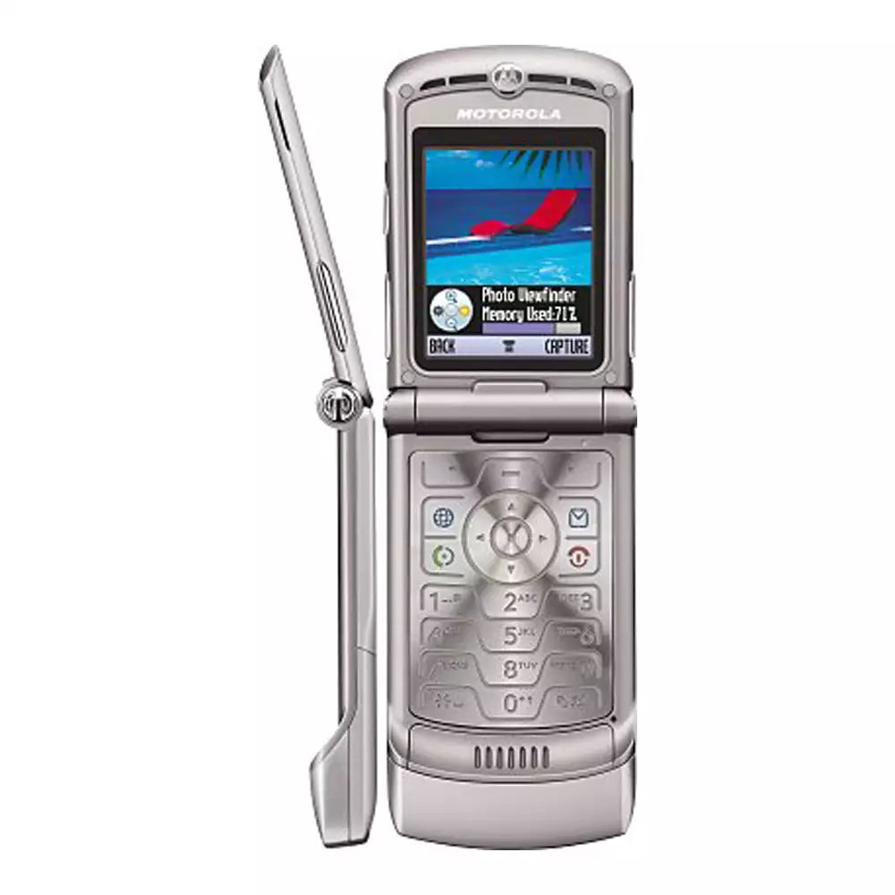 (Pre-Owned, Fair) Motorola RAZR V3 Classic Flip Phone (Silver) (60 Days Warranty)