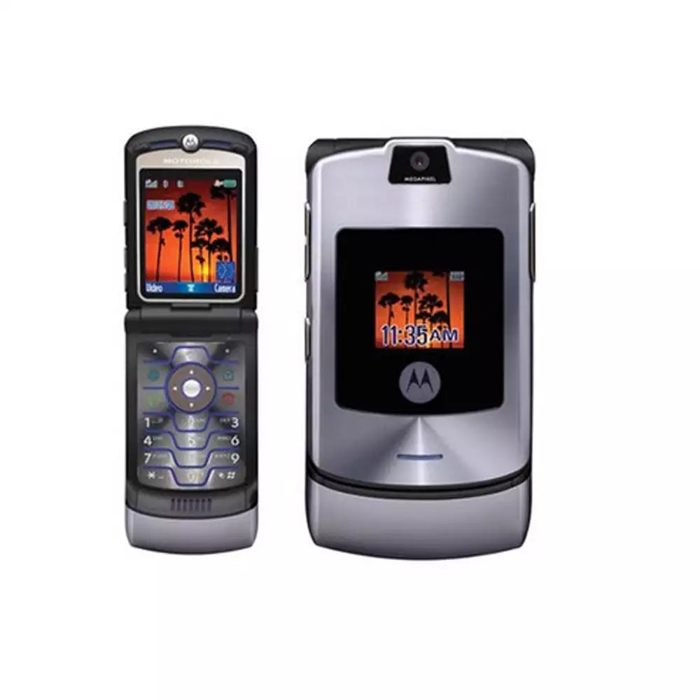 (Pre-Owned, Very Good) Motorola RAZR V3i Flip Phone With Anodised Aluminium Build (Gray) (60 Days Warranty)