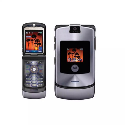 (Pre-Owned, Very Good) Motorola RAZR V3i Flip Phone With Anodised Aluminium Build (Gray) (75 Days Warranty)