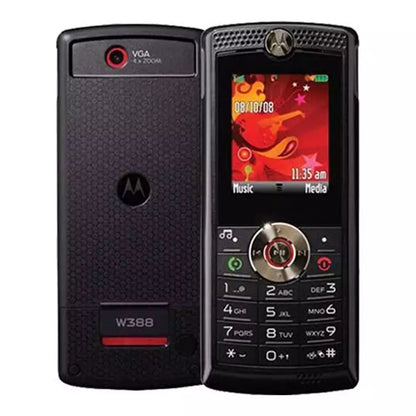 (Open Box Condition) Motorola W388 Stylish Bar Music Phone With Headset (Black) + Original Retail Box and Accessories