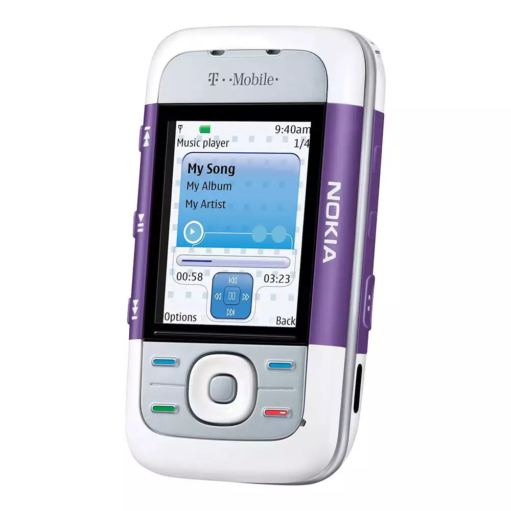 (Pre-Owned, Excellent) Nokia 5300 XpressMusic Slider Phone (White and Red) (With New Housing) (90 Day Warranty)