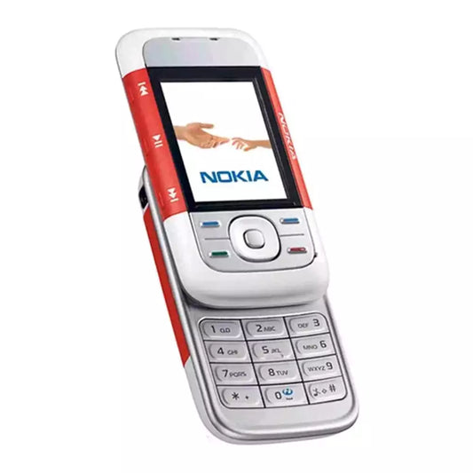 (Pre-Owned, Excellent) Nokia 5300 XpressMusic Slider Phone (White and Red) (With New Housing) (90 Day Warranty)