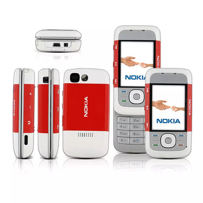 (Pre-Owned, Excellent) Nokia 5300 XpressMusic Slider Phone (White and Red) (With New Housing) (90 Day Warranty)