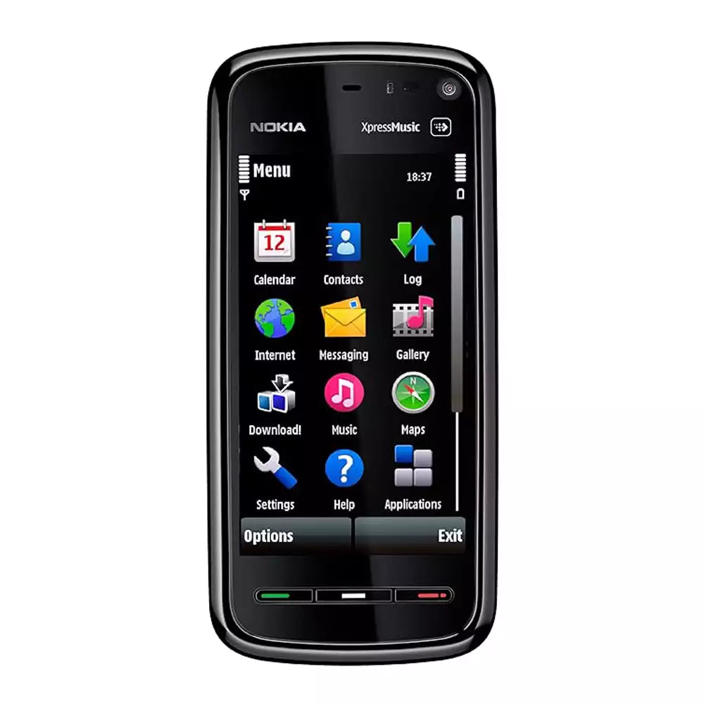 (Pre-Owned, Very Good) Nokia 5800 Xpress Music Touch Phone With Carl Zeiss Camera, Stereo Speakers (Black and Burgundy) (60 Days Warranty) (With New Housing)