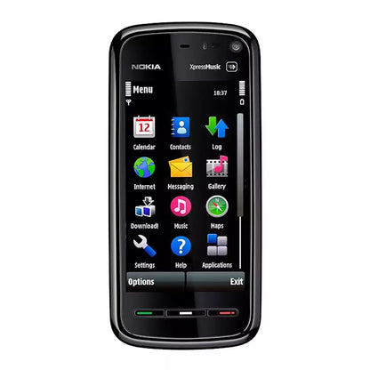 (Pre-Owned, Very Good) Nokia 5800 Xpress Music Touch Phone With Carl Zeiss Camera, Stereo Speakers (Black and Burgundy) (60 Days Warranty) (With New Housing)