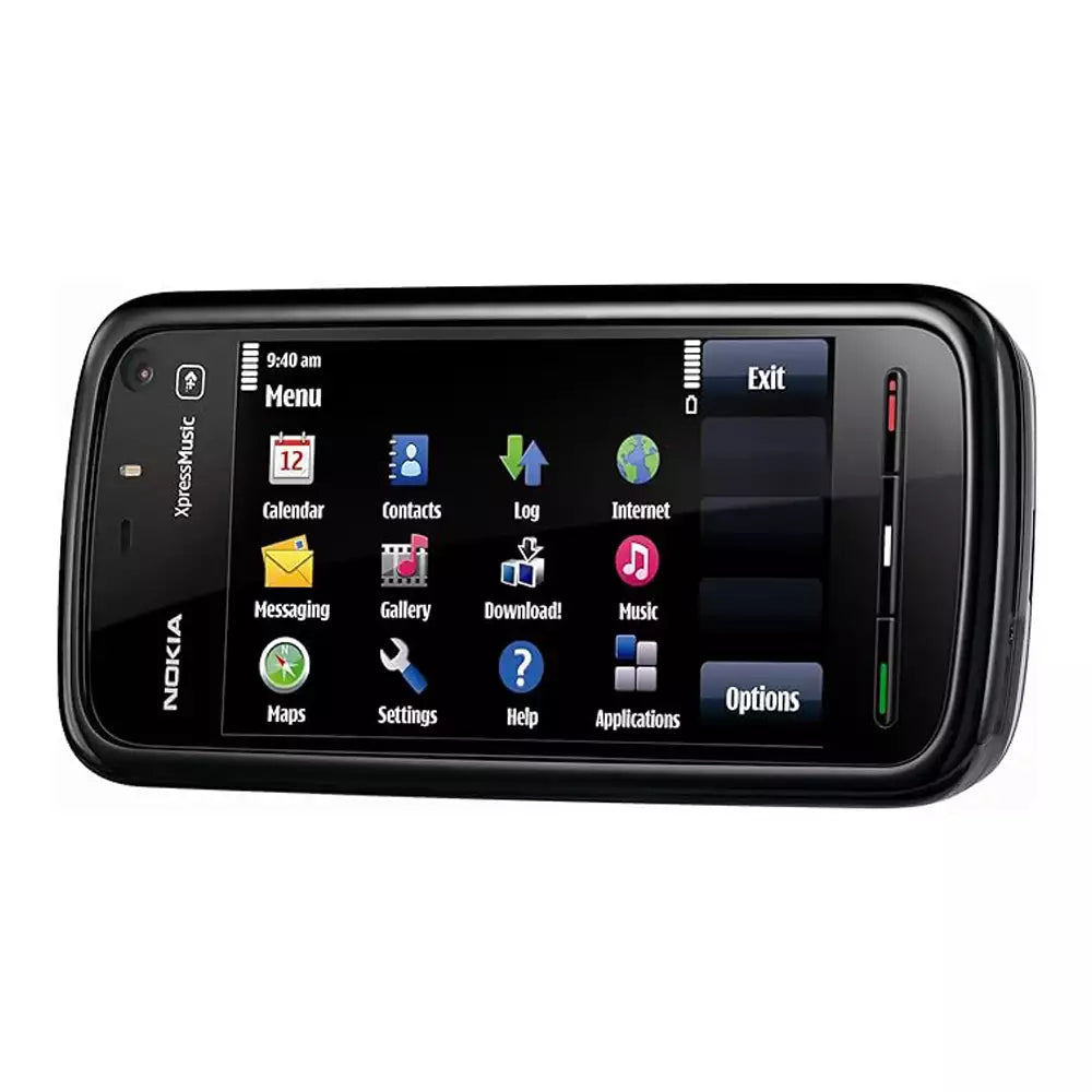 (Pre-Owned, Very Good) Nokia 5800 Xpress Music Touch Phone With Carl Zeiss Camera, Stereo Speakers (Black and Burgundy) (60 Days Warranty) (With New Housing)