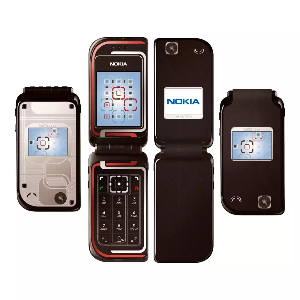 (Pre-Owned, Works With Vi, Very Good) Nokia 7270 Flip Phone With Unique Design and Dual Screen (Black and Red) (60 Days Warranty)