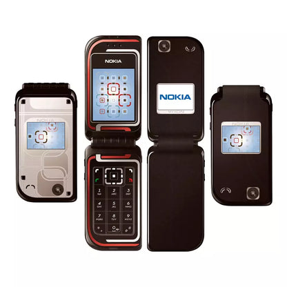 (Pre-Owned, Works With Vi, Very Good) Nokia 7270 Flip Phone With Unique Design and Dual Screen (Black and Red) (60 Days Warranty)