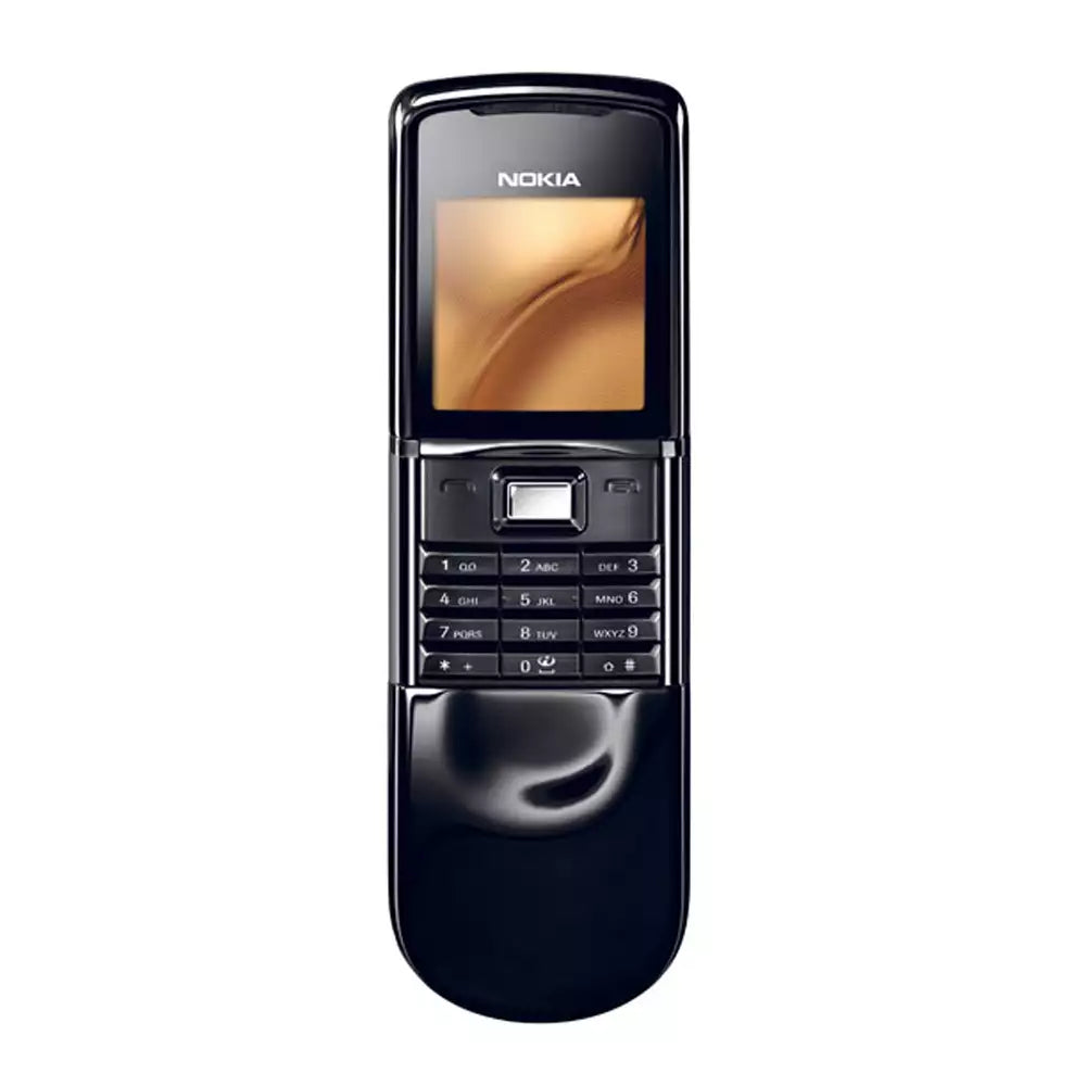 (Pre-Owned, Good) Nokia 8800 Sirocco Black Premium Stainless Steel Slider Phone (With New Battery) (Black) (120 Days Warranty) (Faded Screen Due to Age)