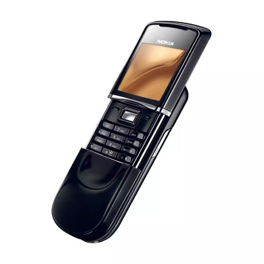 (Pre-Owned, Good) Nokia 8800 Sirocco Black Premium Stainless Steel Slider Phone (With New Battery) (Black) (120 Days Warranty) (Faded Screen Due to Age)