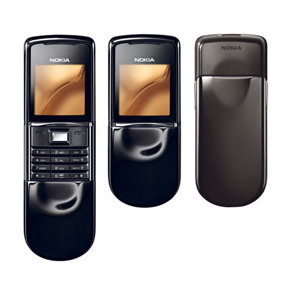 (Pre-Owned, Good) Nokia 8800 Sirocco Black Premium Stainless Steel Slider Phone (With New Battery) (Black) (120 Days Warranty) (Faded Screen Due to Age)