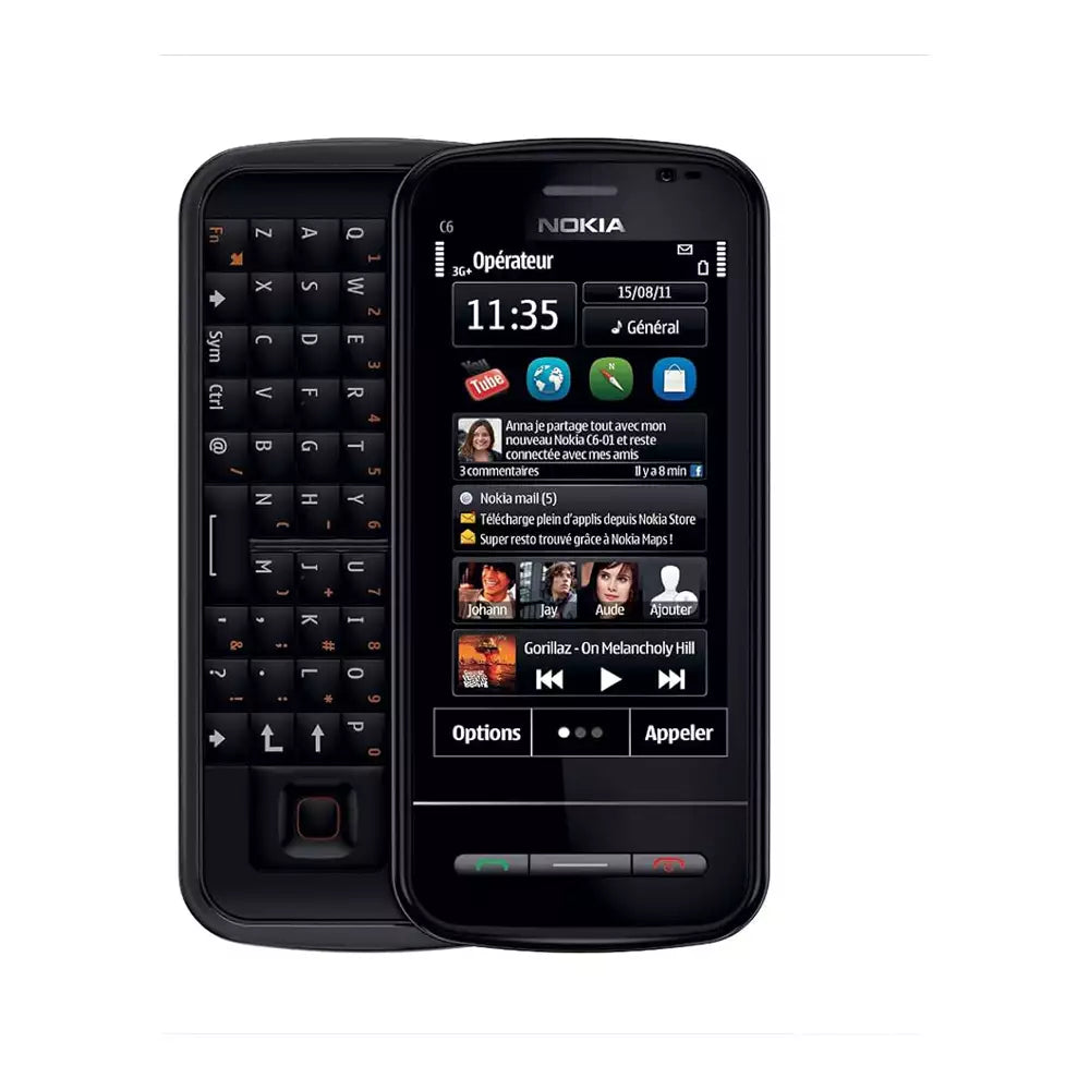 (Pre-Owned, Good) Nokia C6-00 Symbian Smartphone With Slide-Out QWERTY Keyboard, 5MP Camera, Wi-Fi and  3G (FM Radio) (Black) + Sony WI-C300 Bluetooth Earphones (60 Days Warranty)